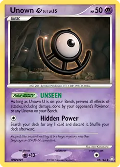 Unown Pokemon card from Legends Awakened
