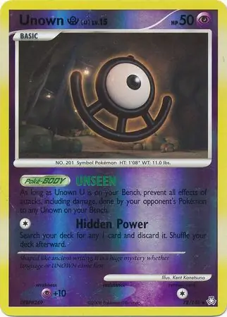 Unown Reverse Holo Pokemon card from Legends Awakened