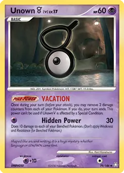 Unown Pokemon card from Legends Awakened