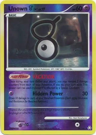 Unown Reverse Holo Pokemon card from Legends Awakened