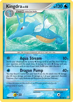 Kingdra Holo Pokemon card from Legends Awakened
