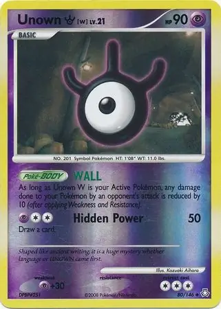 Unown Reverse Holo Pokemon card from Legends Awakened