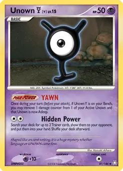 Unown Pokemon card from Legends Awakened