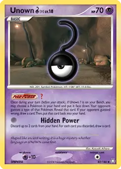 Unown Pokemon card from Legends Awakened