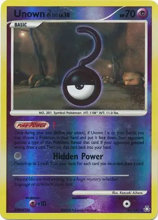Unown Reverse Holo Pokemon card from Legends Awakened