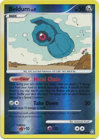 Beldum Reverse Holo Pokemon card from Legends Awakened