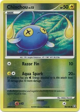 Chinchou Reverse Holo Pokemon card from Legends Awakened