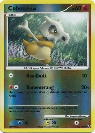 Cubone Reverse Holo Pokemon card from Legends Awakened