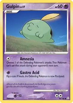 Gulpin Pokemon card from Legends Awakened