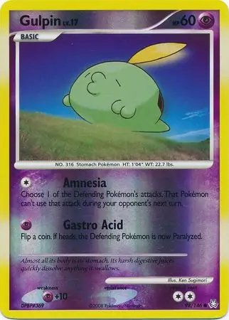 Gulpin Reverse Holo Pokemon card from Legends Awakened
