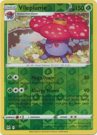 Vileplume Reverse Holo Pokemon card from Lost Origin