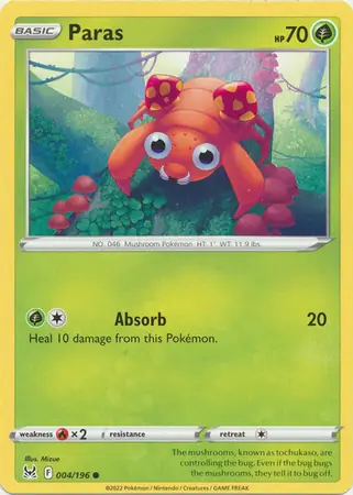 Paras Pokemon card from Lost Origin