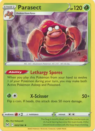 Parasect Pokemon card from Lost Origin