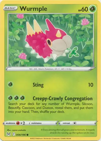 Wurmple Pokemon card from Lost Origin