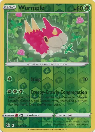 Wurmple Reverse Holo Pokemon card from Lost Origin