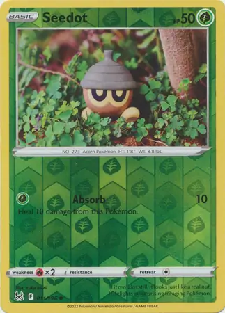 Seedot Reverse Holo Pokemon card from Lost Origin