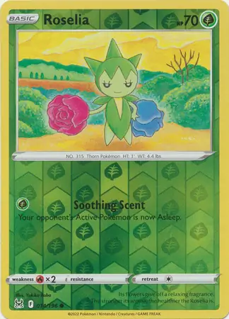 Roselia Reverse Holo Pokemon card from Lost Origin