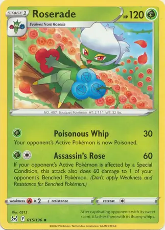 Roserade Pokemon card from Lost Origin