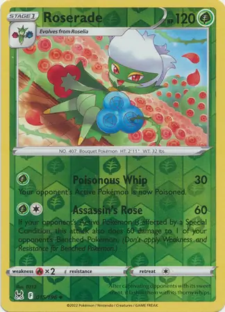 Roserade Reverse Holo Pokemon card from Lost Origin
