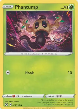 Phantump Pokemon card from Lost Origin