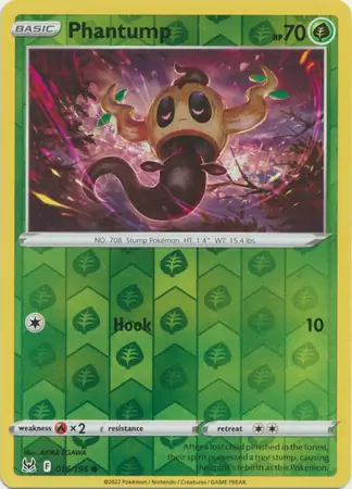 Phantump Reverse Holo Pokemon card from Lost Origin