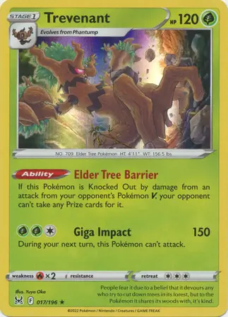 Trevenant Pokemon card from Lost Origin