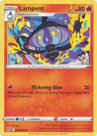 Lampent Pokemon card from Lost Origin