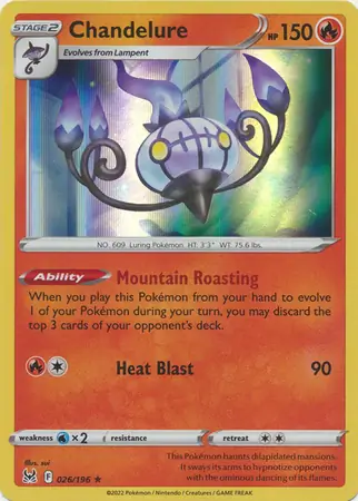 Chandelure Pokemon card from Lost Origin