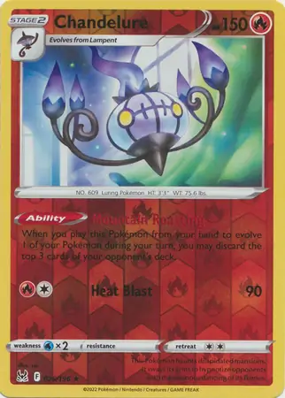 Chandelure Reverse Holo Pokemon card from Lost Origin
