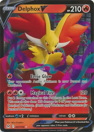 Delphox V Pokemon card from Lost Origin