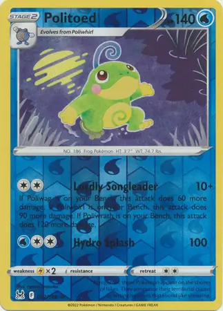 Politoed Reverse Holo Pokemon card from Lost Origin