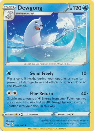 Dewgong Pokemon card from Lost Origin