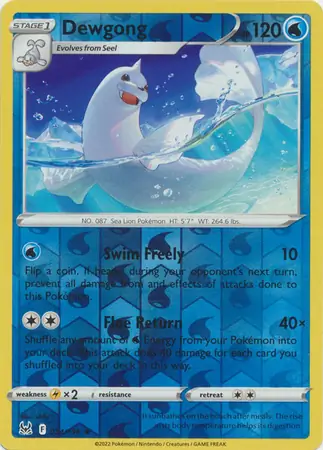 Dewgong Reverse Holo Pokemon card from Lost Origin