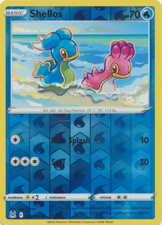 Shellos Reverse Holo Pokemon card from Lost Origin