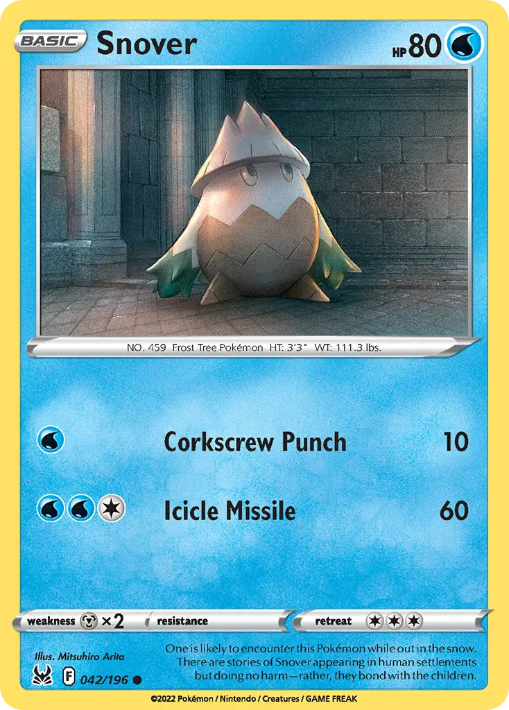 Snover Pokemon card from Lost Origin