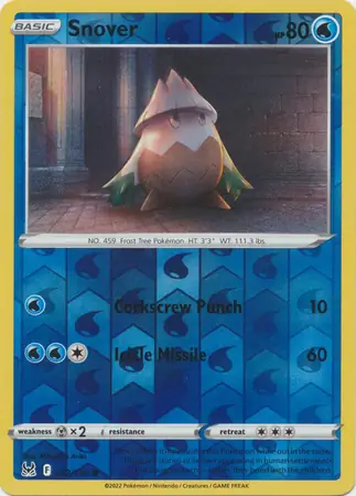 Snover Reverse Holo Pokemon card from Lost Origin