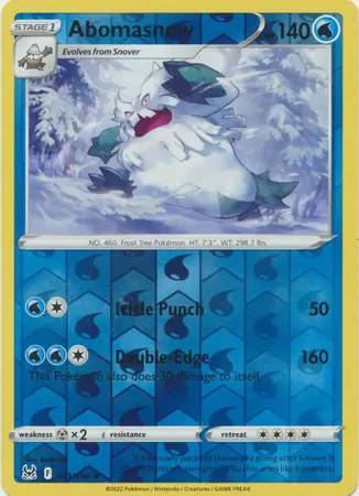 Abomasnow Reverse Holo Pokemon card from Lost Origin