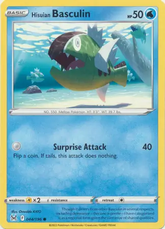 Hisuian Basculin Pokemon card from Lost Origin