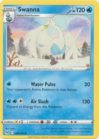 Swanna Pokemon card from Lost Origin