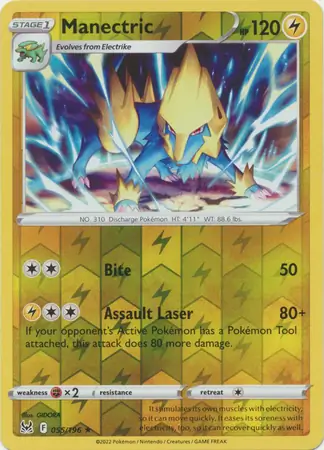 Manectric Reverse Holo Pokemon card from Lost Origin