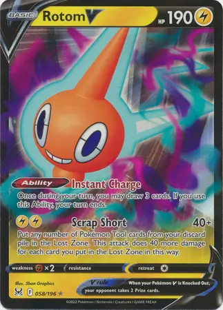 Rotom V Pokemon card from Lost Origin