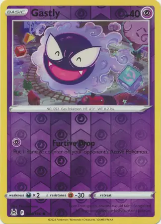 Gastly Reverse Holo Pokemon card from Lost Origin