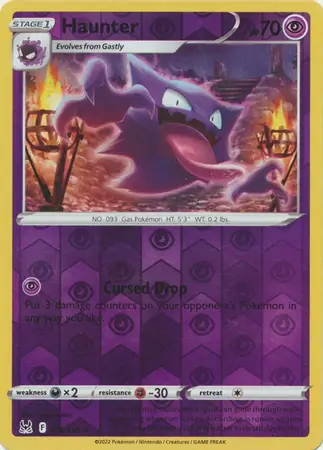 Haunter Reverse Holo Pokemon card from Lost Origin