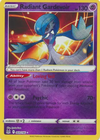 Radiant Gardevoir Pokemon card from Lost Origin