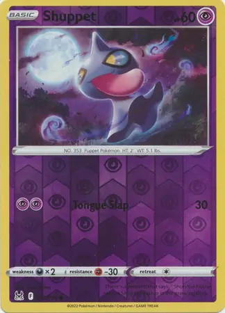 Shuppet Reverse Holo Pokemon card from Lost Origin