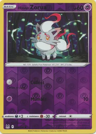 Hisuian Zorua Reverse Holo Pokemon card from Lost Origin