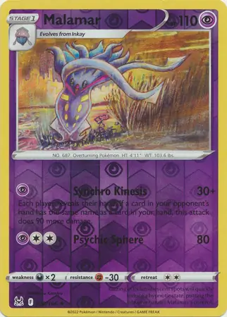 Malamar Reverse Holo Pokemon card from Lost Origin