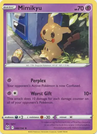 Mimikyu Pokemon card from Lost Origin