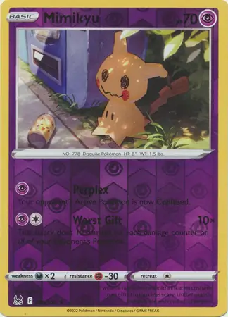 Mimikyu Reverse Holo Pokemon card from Lost Origin
