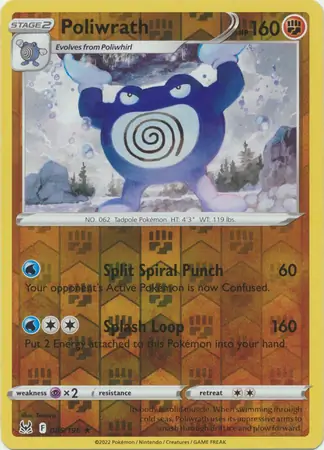 Poliwrath Reverse Holo Pokemon card from Lost Origin